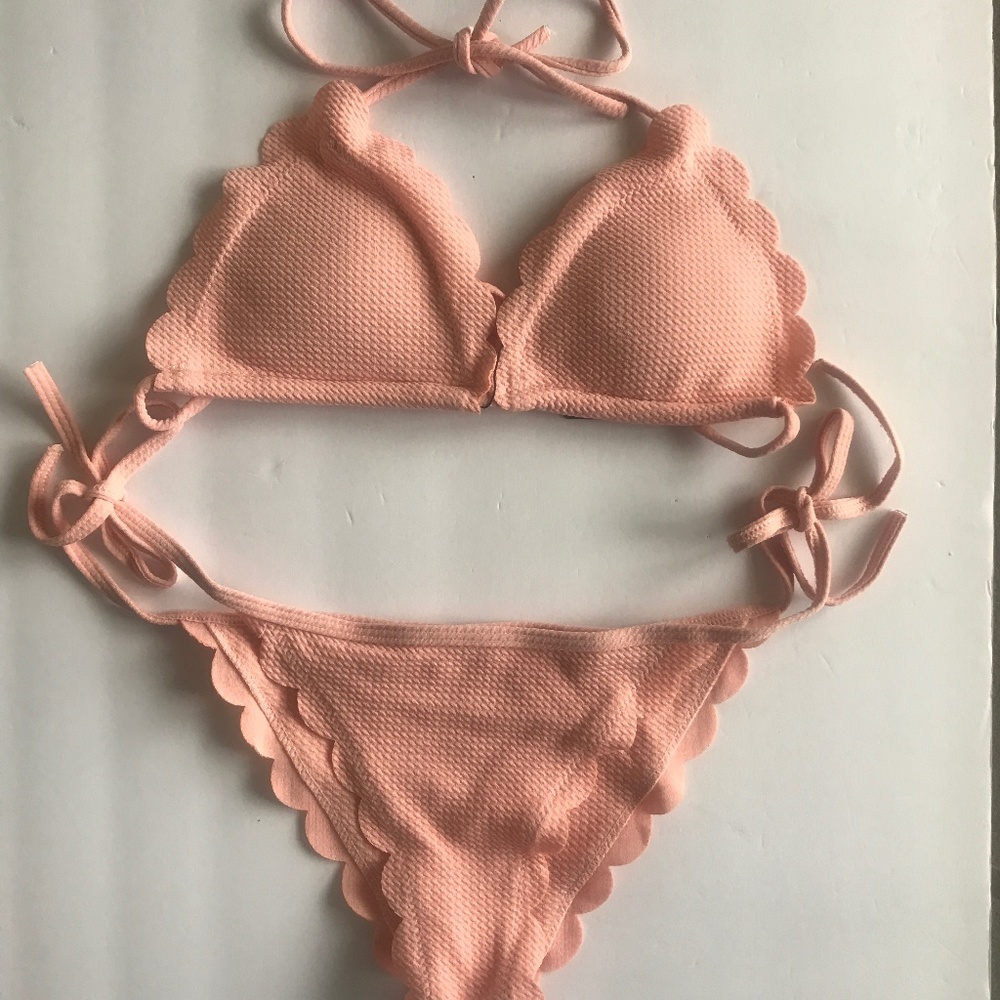 NWT Omkagi Two Piece Bikini. Coral. Large